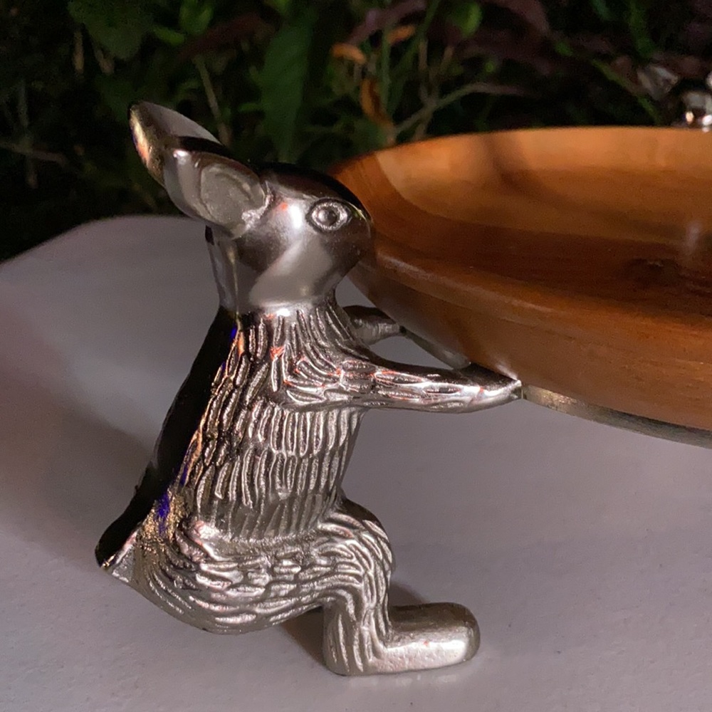 Pottery Barn Two Tier Triple Rabbit Wooden Server - Picture 6 of 14